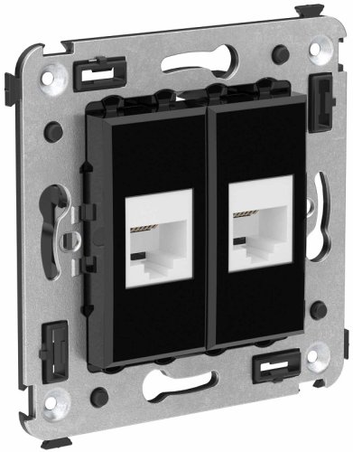 Розетка телефонная без рамки DKC Avanti 2-м. RJ12+RJ12 черный квадрат картинка